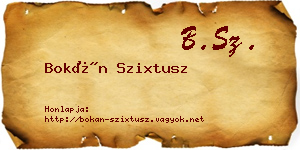 Bokán Szixtusz névjegykártya